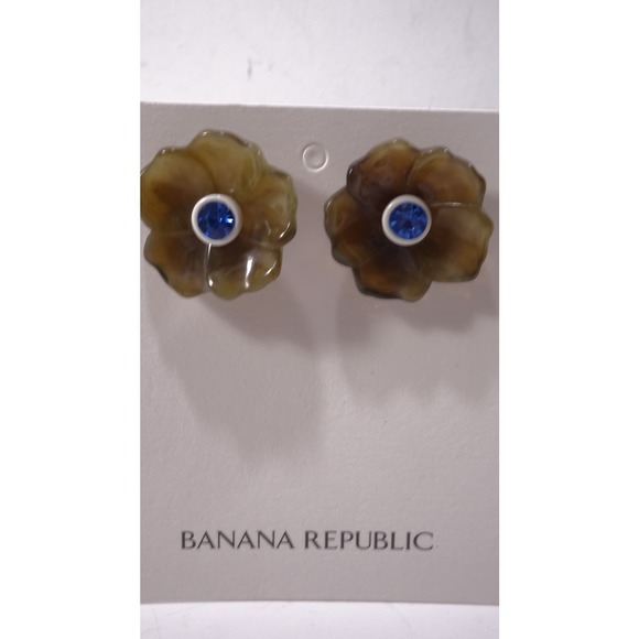 Banana Republic Women's Lucite RESIN FLOWER STUD EARRINGS NWT 48 Tortoise - Picture 4 of 12
